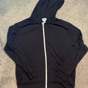 Old Navy Men’s Black Zip-Up Soft Thin Hooded Sweater